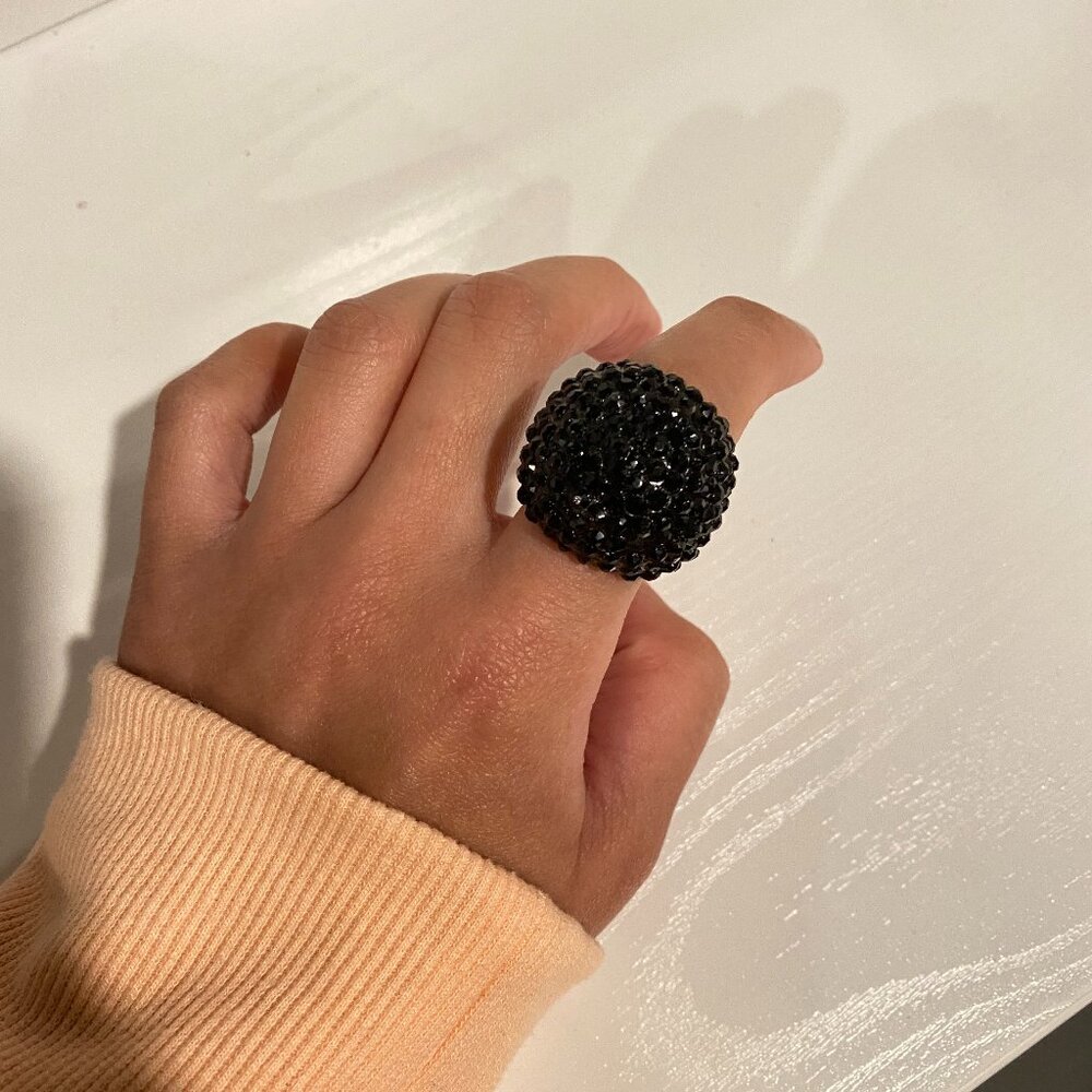 Black Rhinestone Ring